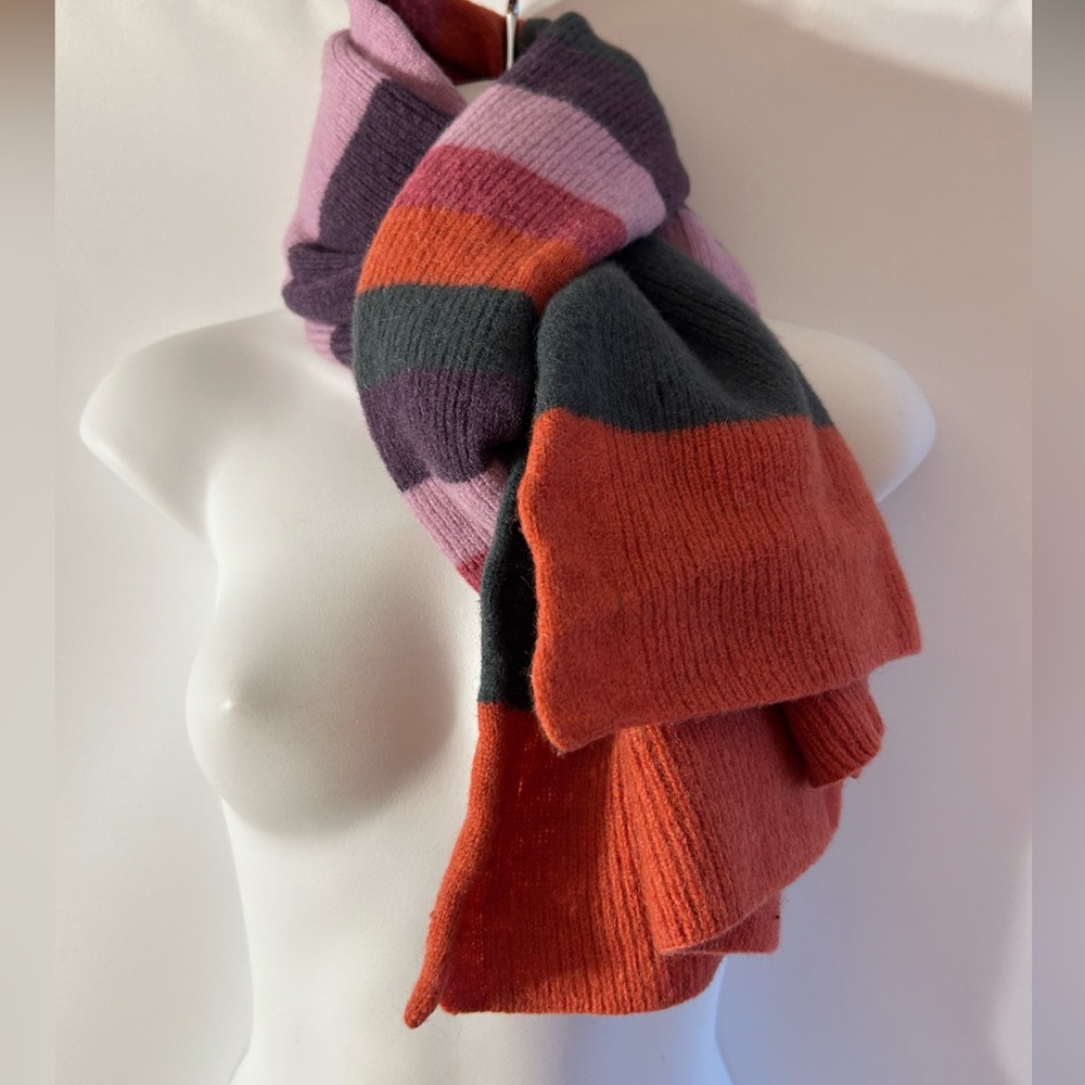 BRONER Y2K 100% LAMBSWOOL MULTI COLORED STRIPED OBLONG SCARF